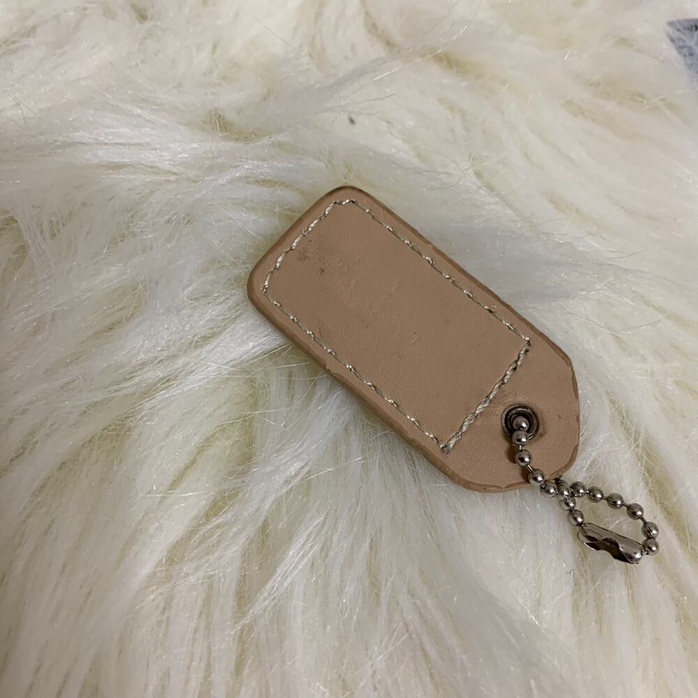 COACH Vintage Nude Beige Leather Lozenge Hang Tag Purse Charm 2" - Picture 3 of 4